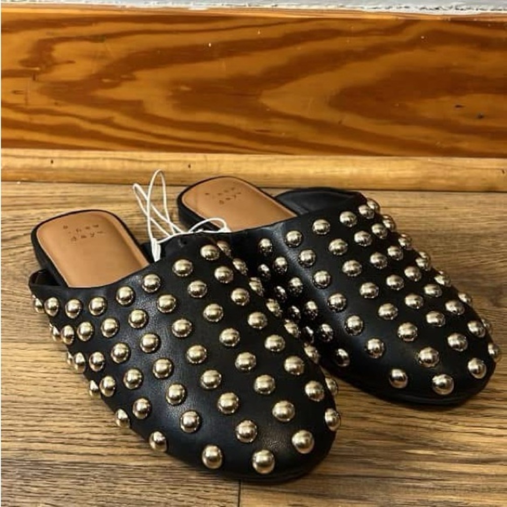 Studded Black Mules